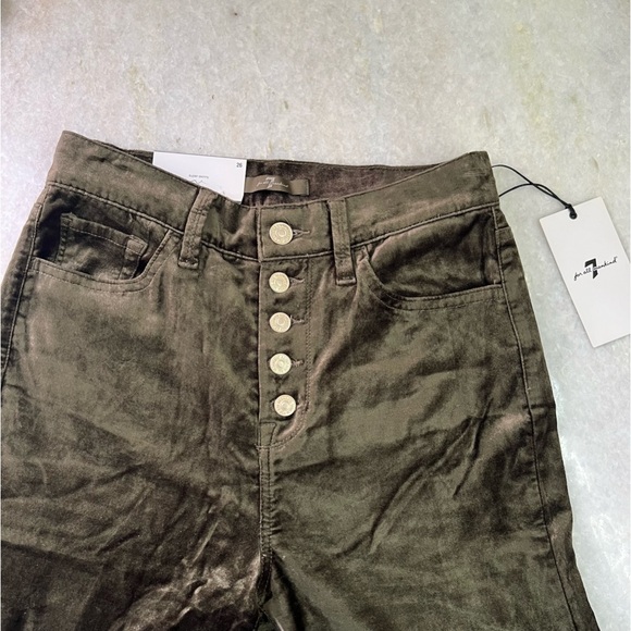 NWT 7 For All Mankind Green Fatigue High Waist Velvet Ankle Skinny Pants Size 26 - Picture 9 of 15